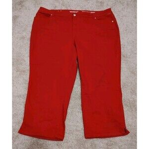 Westport Signature Fit Womens Stretch Capri Straight Leg Red Denim Jeans 24W